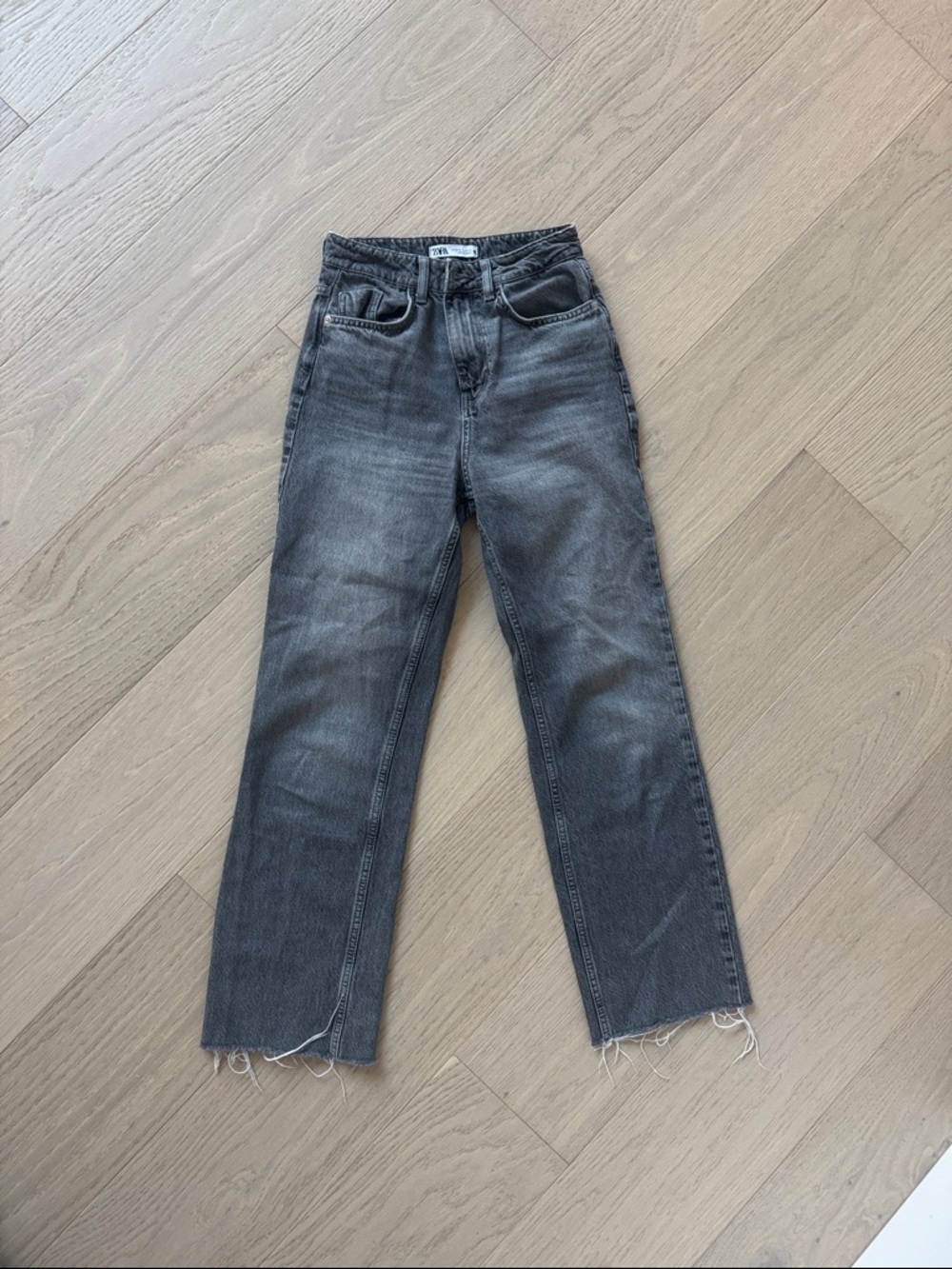 Zara Washed Charcoal Straight-Leg Jeans